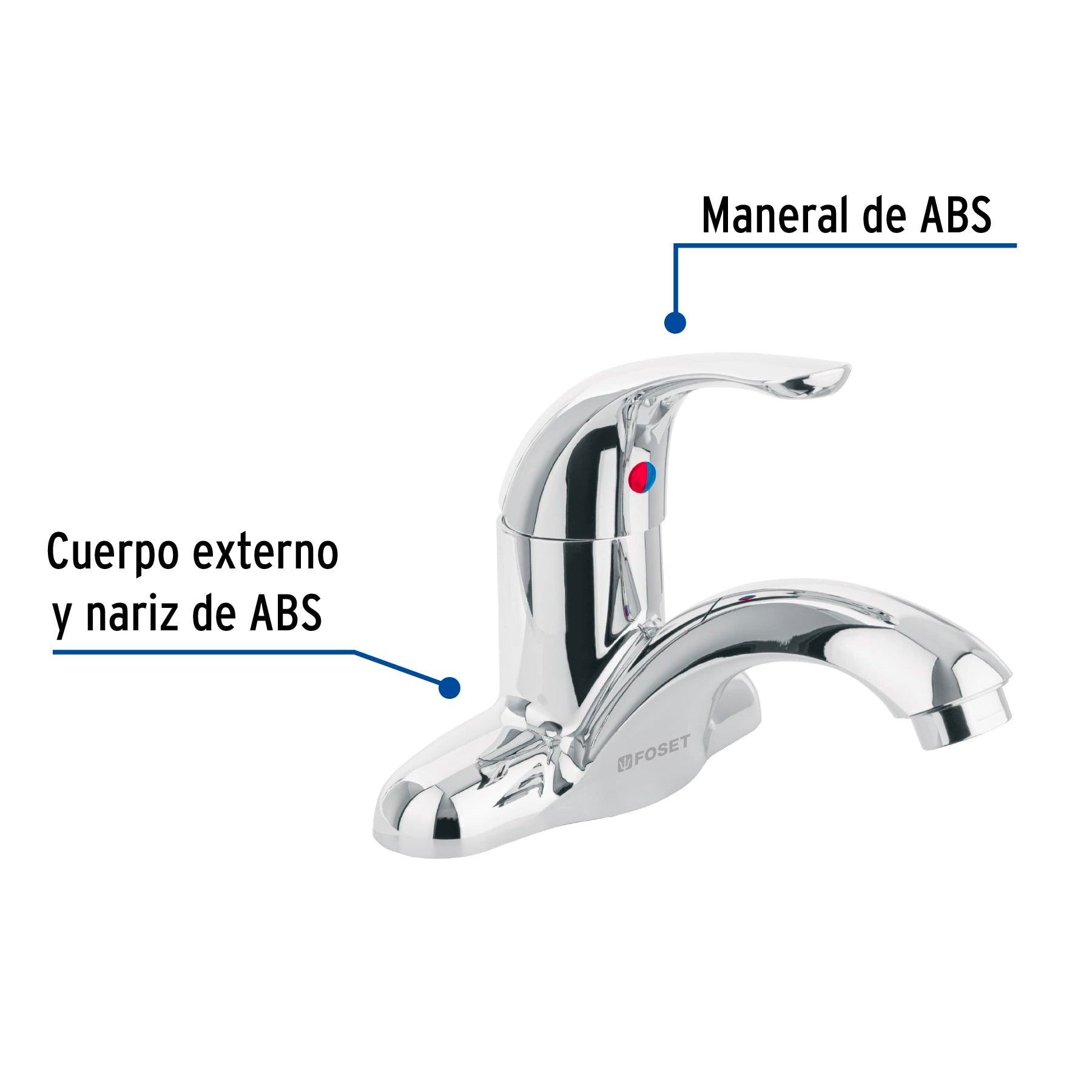 Monomando lavabo, ABS, nariz curva, BASIC